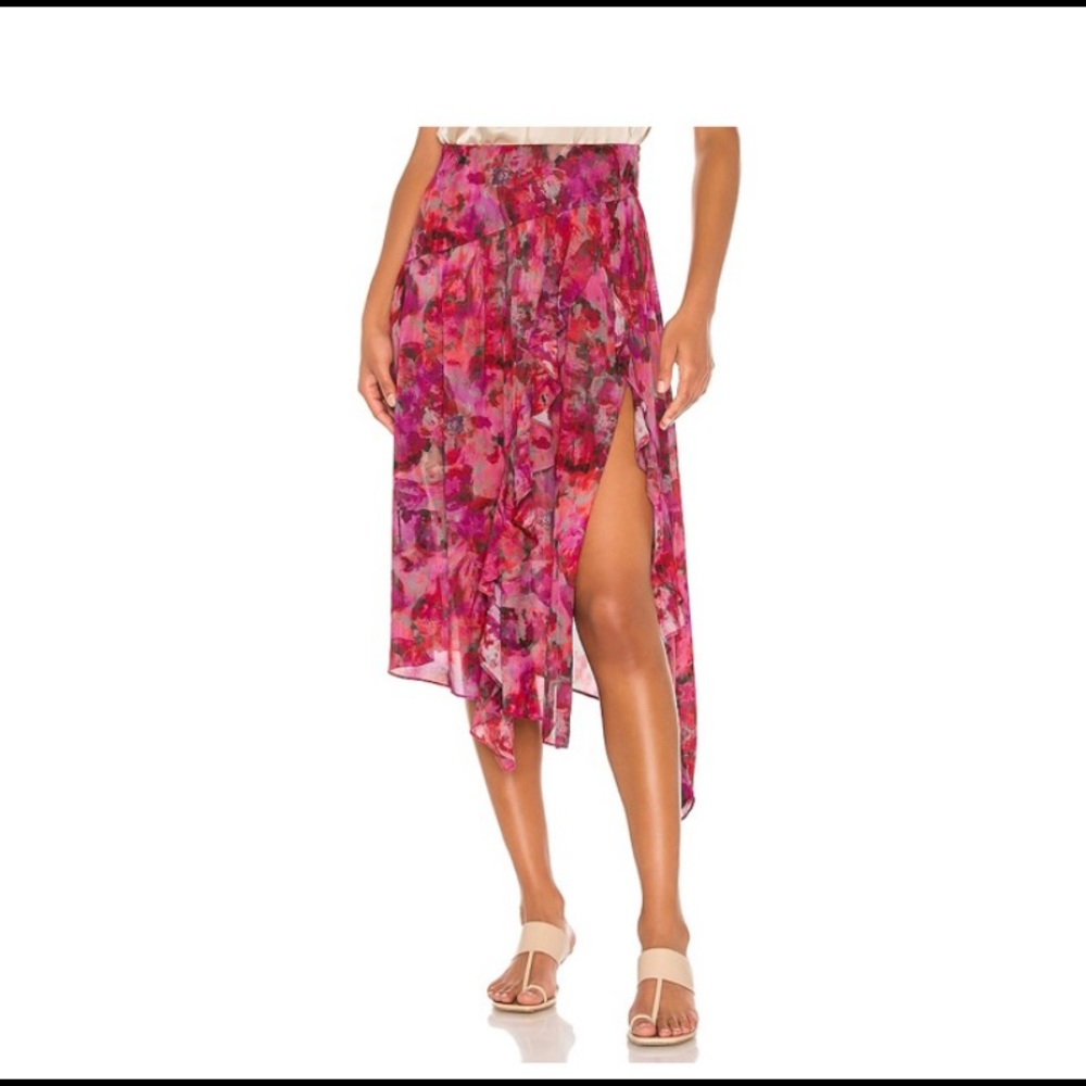 IRO Arun Skirt Red Silk size 2 French size 34